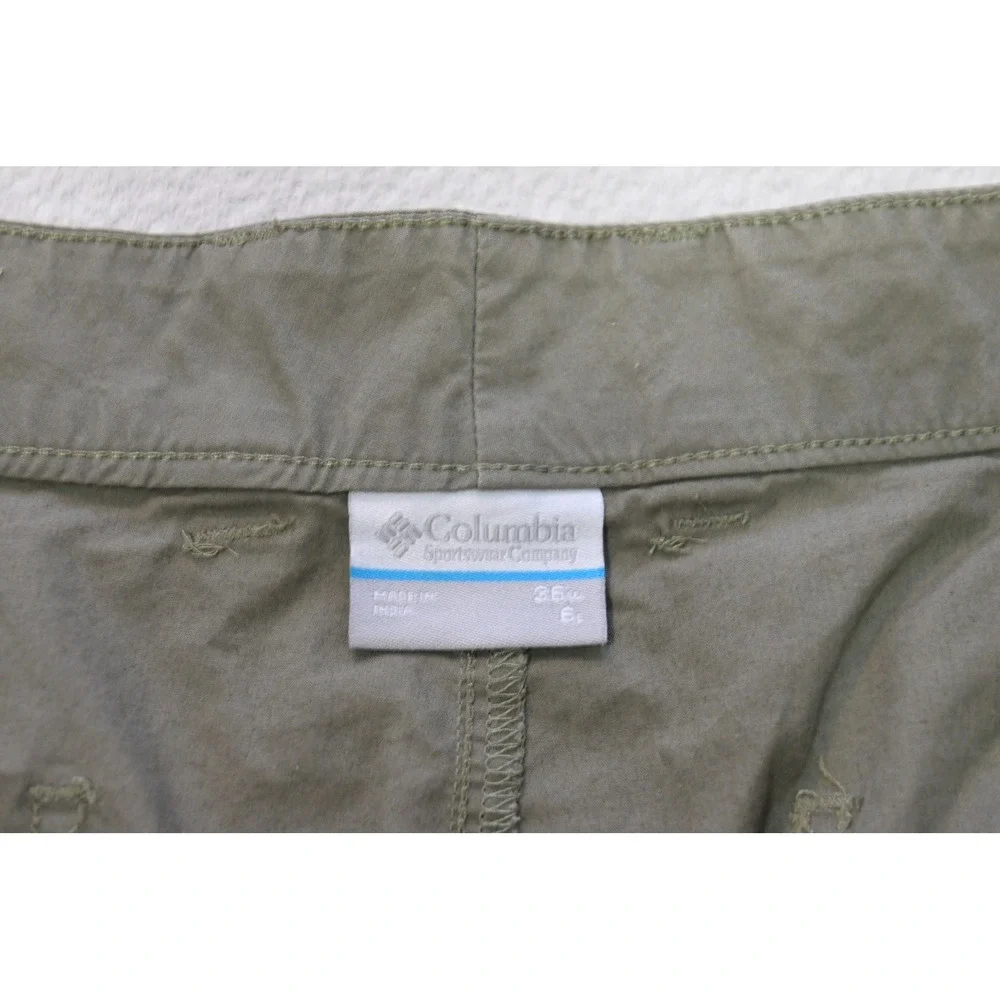 Columbia Cargo Shorts Mens 36 Olive Green 6in Inseam Cotton Outdoor Excellent